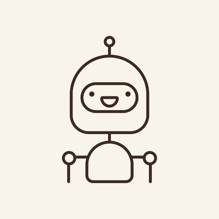 Robot thin line icon. Machine, assistant, bot isolated outline sign. Artificial intelligence...