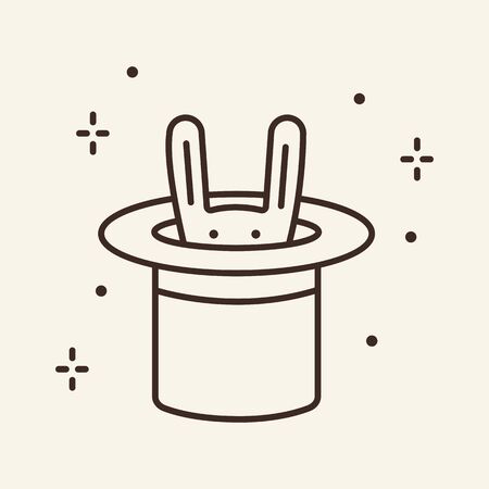 Rabbit in hat thin line icon. Magic trick concept. Vector illustration symbol elements for web design and apps.のイラスト素材