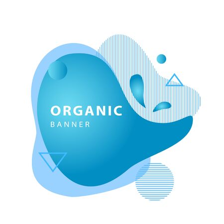 Modern style abstract geometric banner. Dynamical forms, flowing liquid shapes, wavy line. Template for logo, flyer or presentation. Vector illustrationのイラスト素材
