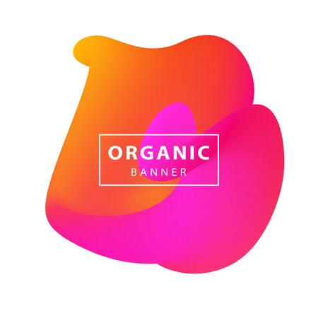 Pink, red and orange abstract organic shape. Flowing liquid form, wavy flux lines, fluid dynamical element. Template for posters, flyers, banners. Vector illustrationのイラスト素材