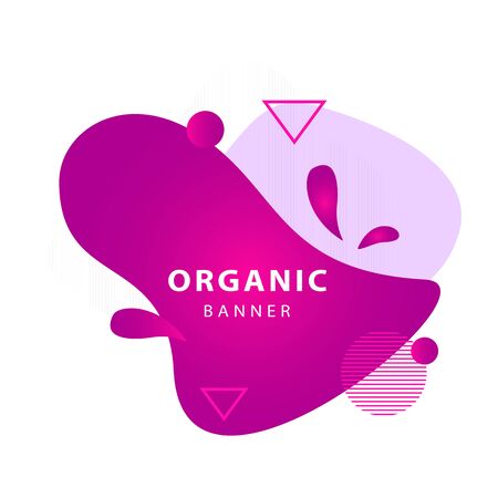 Modern style abstract geometric banner design. Dynamical forms, flowing liquid shapes, wavy line. Template for logo, flyer or presentation. Vector illustrationのイラスト素材