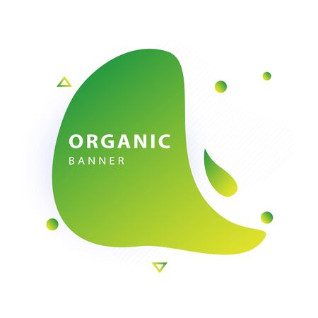 Green abstract fluid shape. Flowing liquid form, flux elements, wavy organic lines. Template for posters, flyers, banners. Vector illustrationのイラスト素材