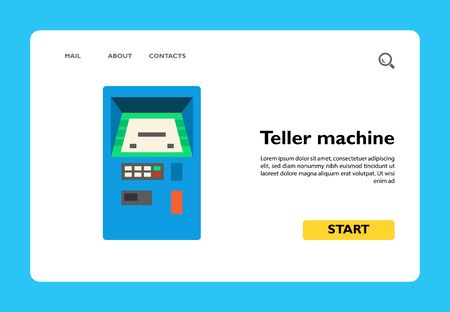 Vector icon of automated teller machine. Cash dispenser, cashpoint, payment. Banking service concept. Can be used for topics like banking, finance, businessのイラスト素材