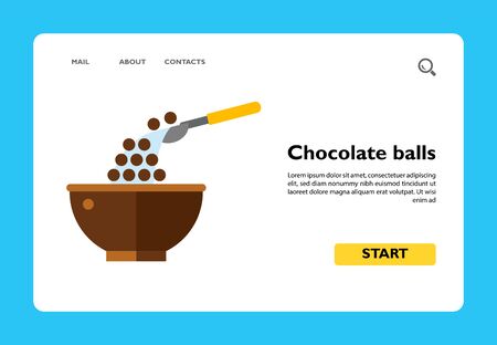 Icon of chocolate cereal balls. Meal, breakfast, morning. Healthy food concept. Can be used for topics like dieting, nutrition, portionのイラスト素材