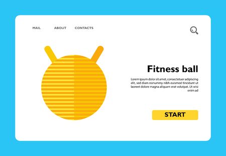 Big yellow fitness ball isolated. Pilates, gymnastics, aerobics. Fitness concept. Can be used for topics like sport, self-improvement, yogaのイラスト素材