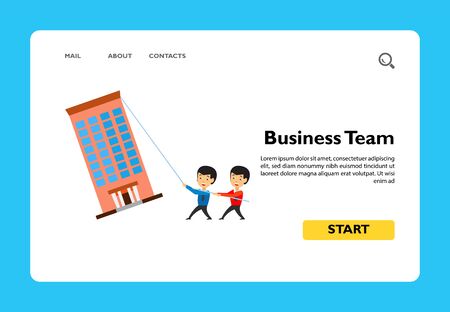 Business team pulling company up. Company, partnership, success. Building company concept. Can be used for topics like building, business, finance.のイラスト素材
