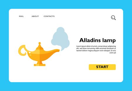 Vector icon of Alladins golden lamp. Magic object, genie, Arabian fairy-tale. Fairy-tale concept. Can be used for topics like storytelling, fantasy, Arabian legendsのイラスト素材