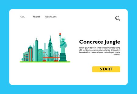 Icon of Concrete Jungle. Skyscraper, traveling, landmark. New York concept. Can be used for topics like tourism, vacation or American cityのイラスト素材