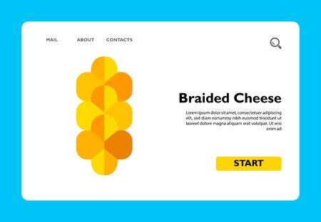 Multicolored vector icon of traditional braided cheese usually served as beer snackのイラスト素材