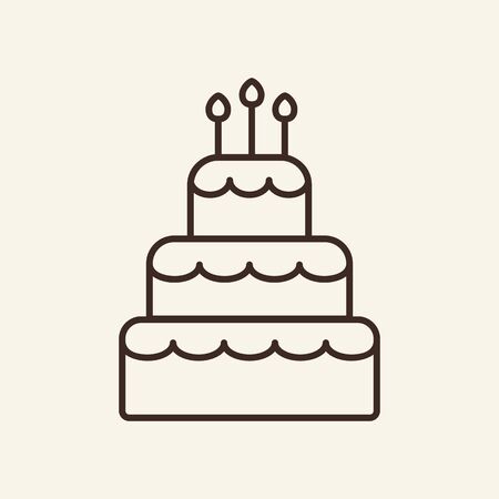 Cake thin line icon. Concept of creamy product or calories and sugar meal on white background. Vector illustration symbol elements for web design and apps.のイラスト素材