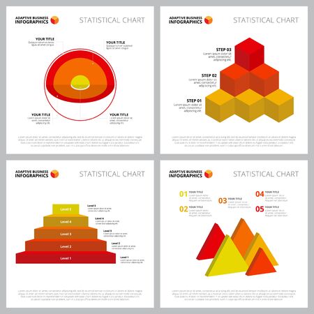 Set of creative infographic outline can be used for web design, presentation slide, advertising. Business concept with pyramid, step chartsのイラスト素材