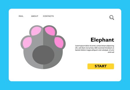 Icon of pink and gray elephant footprint. Step, following footprint, mammal. Animal concept. Can be used for topics like animals, footprint, childrens book or animal trackのイラスト素材