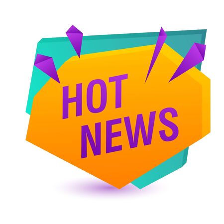 Hot news text in abstract yellow bubble. Hot news sticker on white background. Can be used for leaflets, brochures, announcementsのイラスト素材
