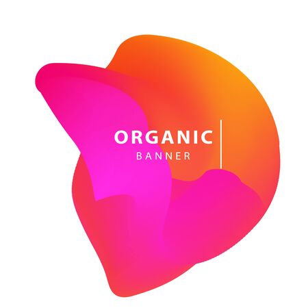 Red, pink and orange abstract organic shape. Flowing liquid form, wavy flux lines, fluid dynamical element. Template for posters, flyers, banners. Vector illustrationのイラスト素材