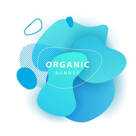 Colorful unique wavy blobs. Dynamical forms, flowing liquid shapes, wavy line. Gradient color. Template, flyer or presentation. Vector illustrationのイラスト素材