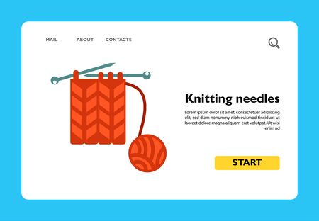 Vector icon of knitting needles with yarn. Wool, knitting, handicraft. Handmade concept. Can be used for topics like hobby, leisure, creativityのイラスト素材