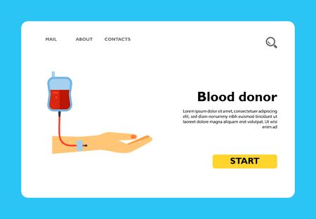 Vector icon of hand of blood donor during donation. Blood donation, blood transfusion, volunteering. Transplantation concept. Can be used for topics like medicine, healthcare, charityのイラスト素材