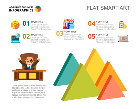Five options process chart slide template. Business data. Success, deadline, design. Creative concept for infographic, project. Can be used for topics like planning, time management, banking.の写真素材