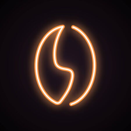 Orange neon icon of coffee bean. Coffee shop, caffeine, cafe. Urban services concept. Can be used for signboards, posters, web designの写真素材