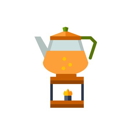 Image of boiling teakettle on fire isolated on white backgroundの写真素材