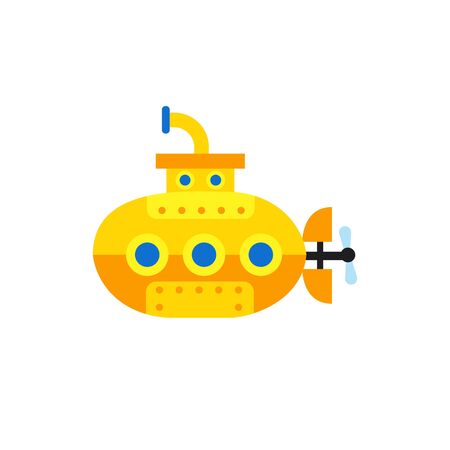 Icon of yellow submarine. Vessel, discovery, traveling. Vacation concept. Can be used for topics like sea, boat, transportationの写真素材