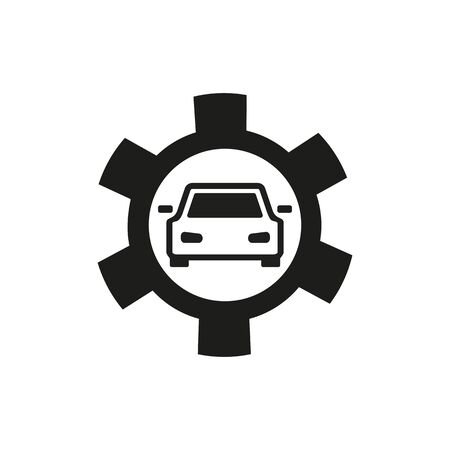 Simple icon of car in cogwheel. Auto tuning, service station, auto repair. Auto concept. Can be used for topics like service, technology, transportの写真素材