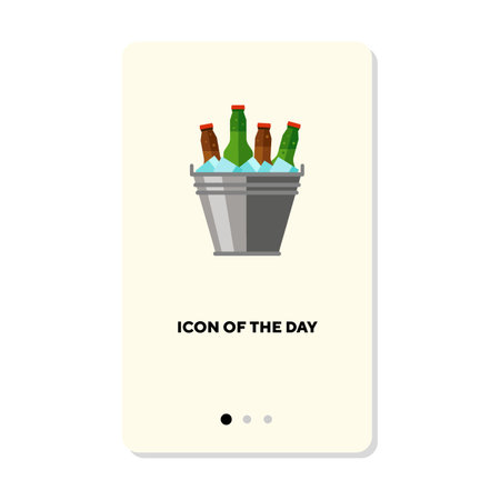 Beer flat icon. Cold beer in ice bucket isolated sign. Alcohol drink concept. Vector illustration symbol elements for web design and appsのイラスト素材