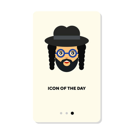 Jewish man with beard flat icon. Jew isolated vector sign. Culture and religion concept. Vector illustration symbol elements for web design and appsのイラスト素材