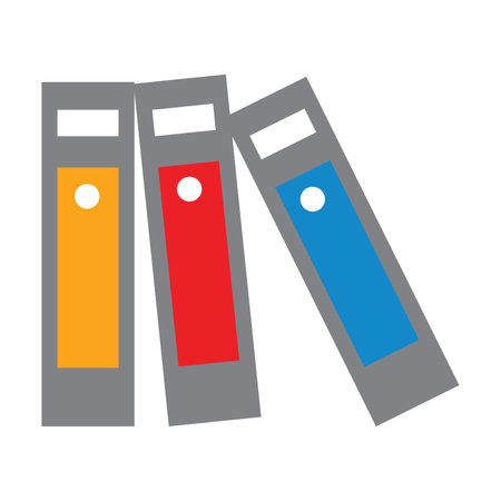 Archive of folders with accounting documents. Signs for organization of workflow cartoon illustration. Business and finance concept. Colored flat vector isolated on white backgroundのイラスト素材