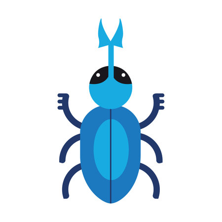 Blue beetle weevil. Cute wild animals cartoon illustration. Insects concept. Colored flat vector isolated on white backgroundのイラスト素材