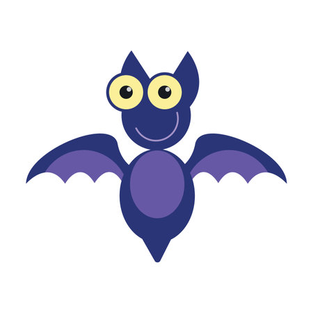 Smiling night bat. Cute wild animal cartoon illustration. Wildlife and zoo concept. Colored flat vector isolated on white backgroundのイラスト素材