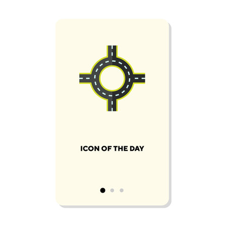 Top view of empty roundabout road vector icon. Asphalt road circle intersection vector illustration. Roadway, transportation and construction concept for web design and appsのイラスト素材