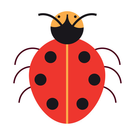 Black and red ladybug. Cute wild animals cartoon illustration. Insects concept. Colored flat vector isolated on white backgroundのイラスト素材
