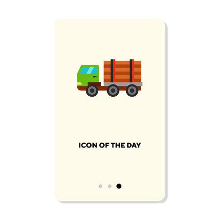 Truck delivering wood supply flat vector icon. Log transport vehicle isolated vector illustration. Delivery, shipping and transportation concept for web design and appsのイラスト素材