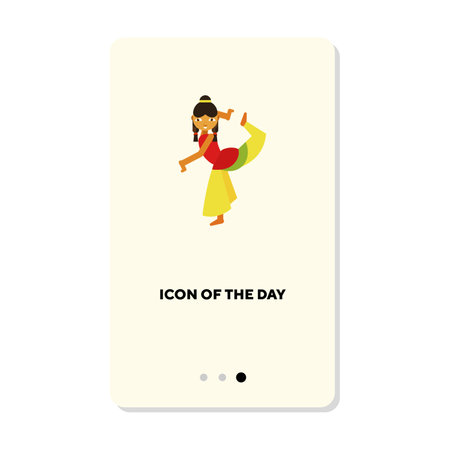 Indian woman dancing flat vector icon. Indian dancer wearing traditional clothing dancing isolated. Dancing concept. Vector illustration symbol elements for web designのイラスト素材