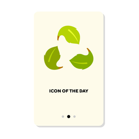 Green leaves as recycling symbol isolated on white. Green plants cartoon illustration. Botany, nature, ecology, environment concept. Vector illustration symbol elements for web designのイラスト素材