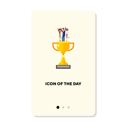 Award to business team isolated on white. Teamwork and coworking cartoon illustration. Success and teamwork concept. Vector illustration symbol elements for web design and appsのイラスト素材