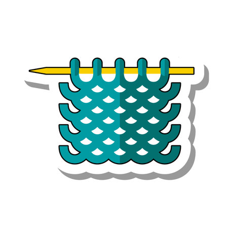Knitting needle picking up stitches. Equipment and items for needlework and tailoring concept. Flat paper sticker icon isolated on white backgroundのイラスト素材
