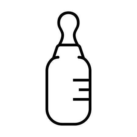 Simple outline of milk bottle for newborn baby vector icon. Black line drawing or cartoon illustration of formula for infant on white background. Childhood, child care, childbirth conceptのイラスト素材