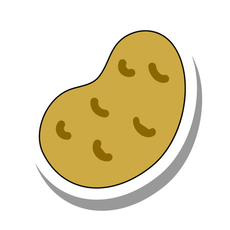Young ripe potato flat paper sticker. Fresh healthy vegetable or edible plant for cooking and eating isolated on white background. Seasonal harvest, farming, cuisine conceptのイラスト素材