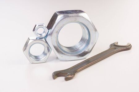 metal chromeplated six-sided nuts and wrench