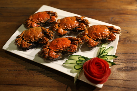 Crabs in the plateの写真素材