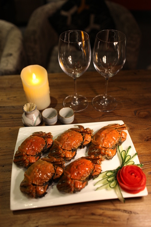 Crabs in the plateの写真素材