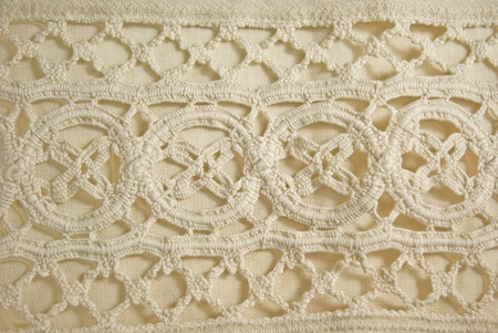detail of vintage crochet lace linen backgroundの写真素材