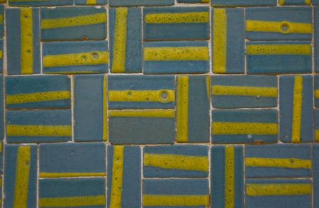 vintage ceramic tiles on a wall in Portugal  with abstract line patternの写真素材