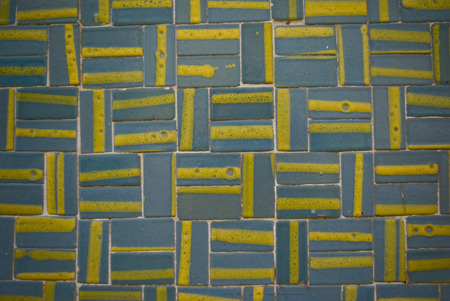 vintage ceramic tiles on a wall in Portugal  with abstract line patternの写真素材