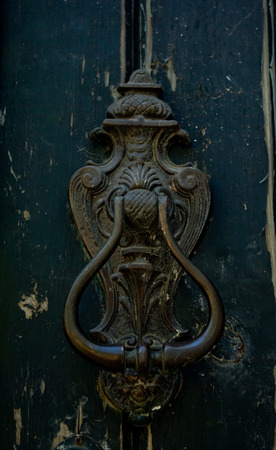 bronze aged vintage antique door knocker handleの写真素材