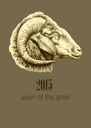2015. Year of the  Goat. Hand draw illustrationのイラスト素材