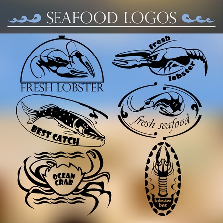 Seafood logos.  Vector set.のイラスト素材