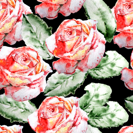 Seamless pattern with  roses. Watercolor.の写真素材
